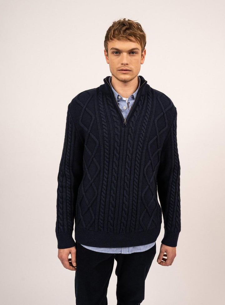 Saint James Terre Neuve trui-50% acyl, 30% wol, 20% alpaka-HEREN TRUIEN & VESTEN-Blauw