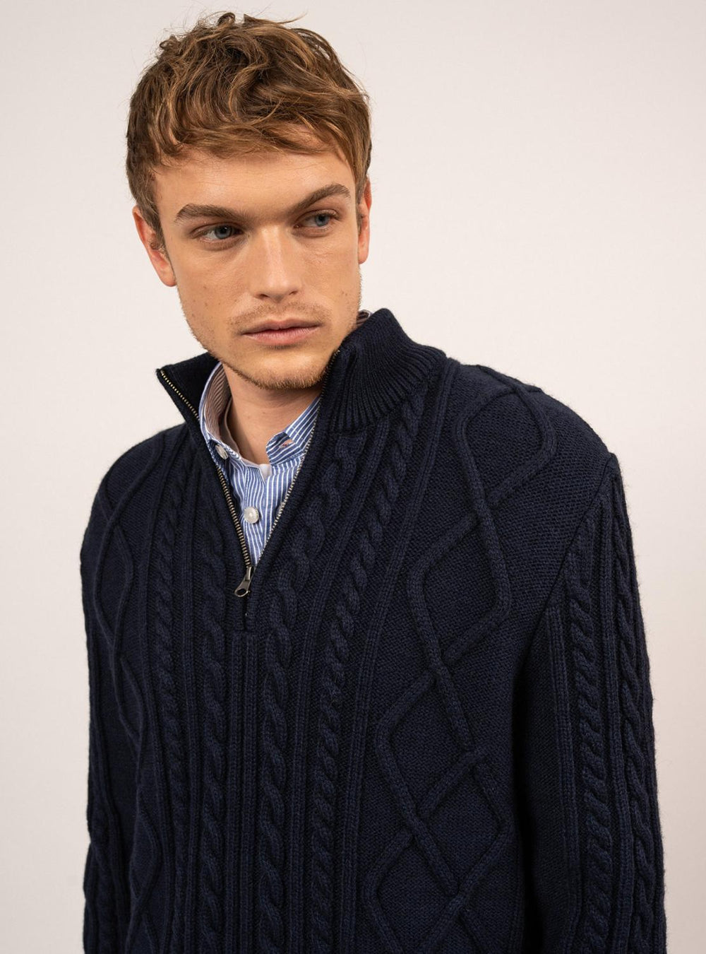 Saint James Terre Neuve trui-50% acyl, 30% wol, 20% alpaka-HEREN TRUIEN & VESTEN-Blauw