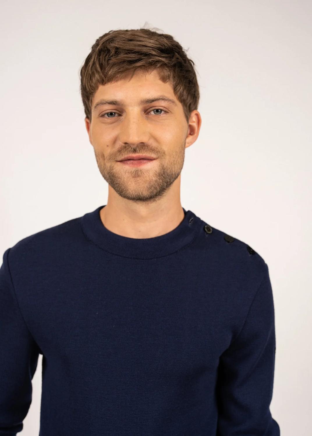 Saint james trui ESTRAN-100% wol-HEREN TRUIEN & VESTEN-Blauw