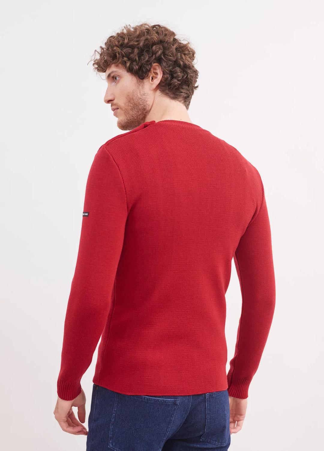 Saint James trui ROCHEFORT-100% wol-HEREN TRUIEN & VESTEN-Rood