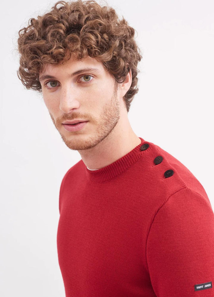 Saint James trui ROCHEFORT-100% wol-HEREN TRUIEN & VESTEN-Rood