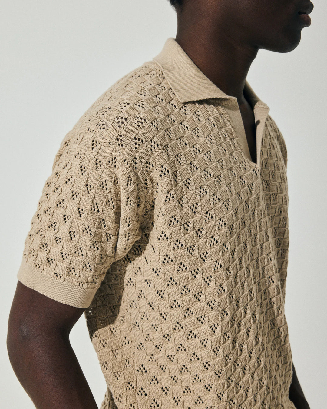 Scaglione gebreide polo-100% Katoen-HEREN POLO'S & T-SHIRTS-Beige