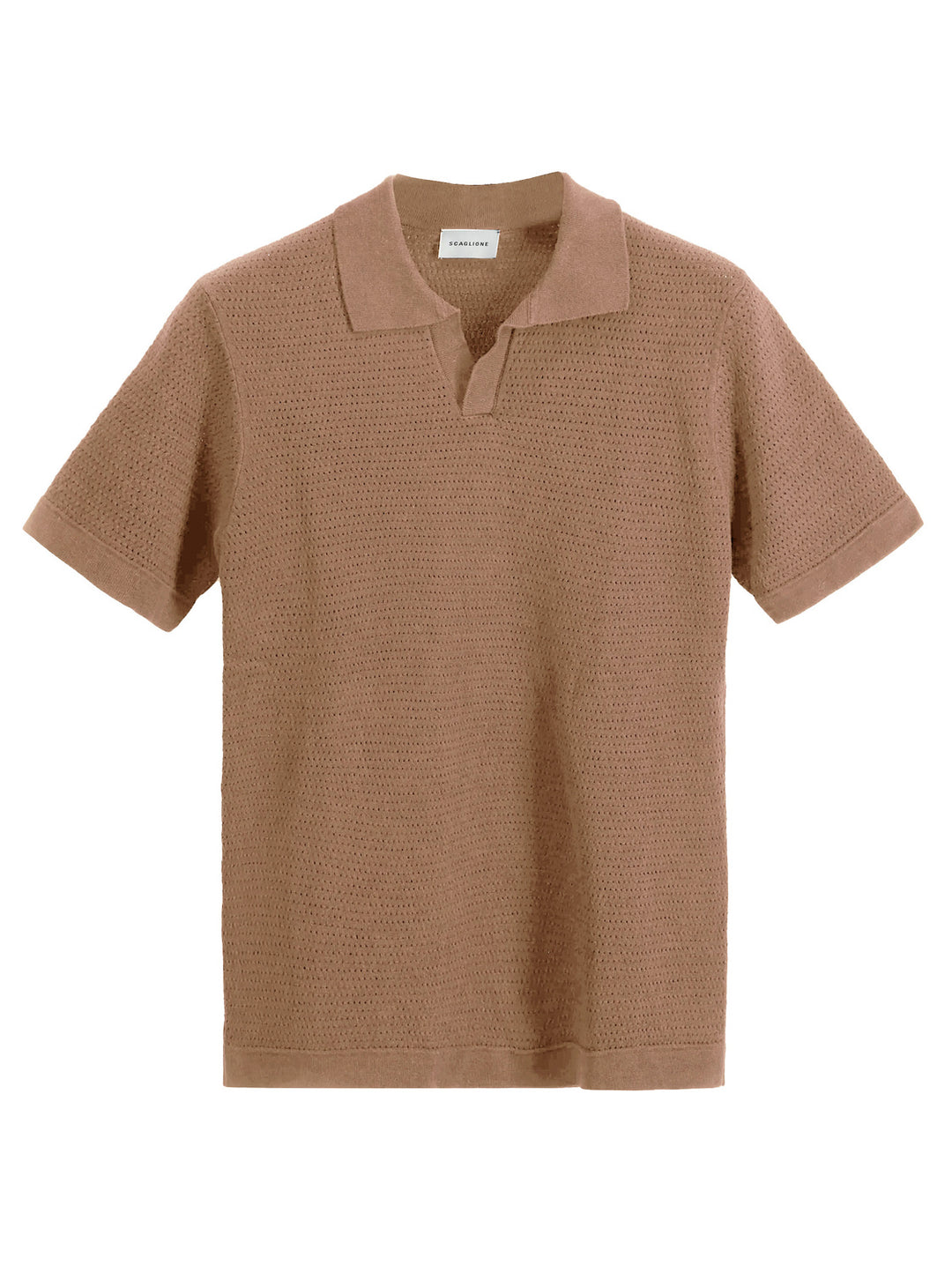 Scaglione gebreide polo-100% Katoen-HEREN POLO'S & T-SHIRTS-Bruin