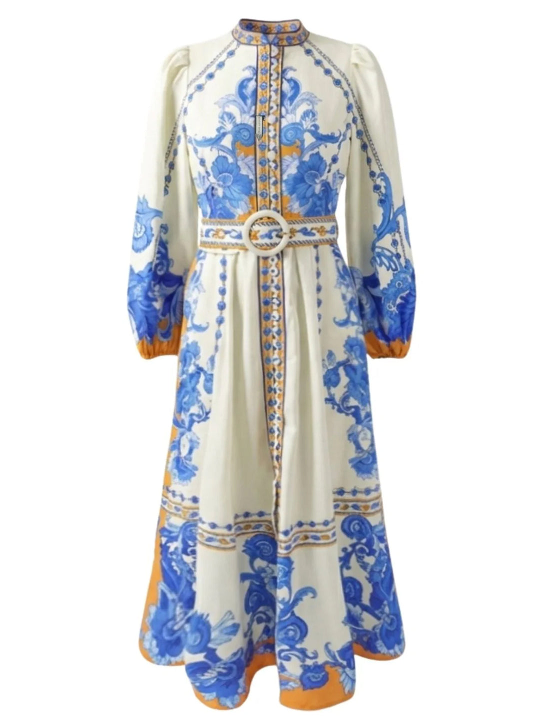 Scarlett Poppies Baroqueen Floral Dress – Blauw-100% katoen zijde-DAMES JURKEN-Blauw