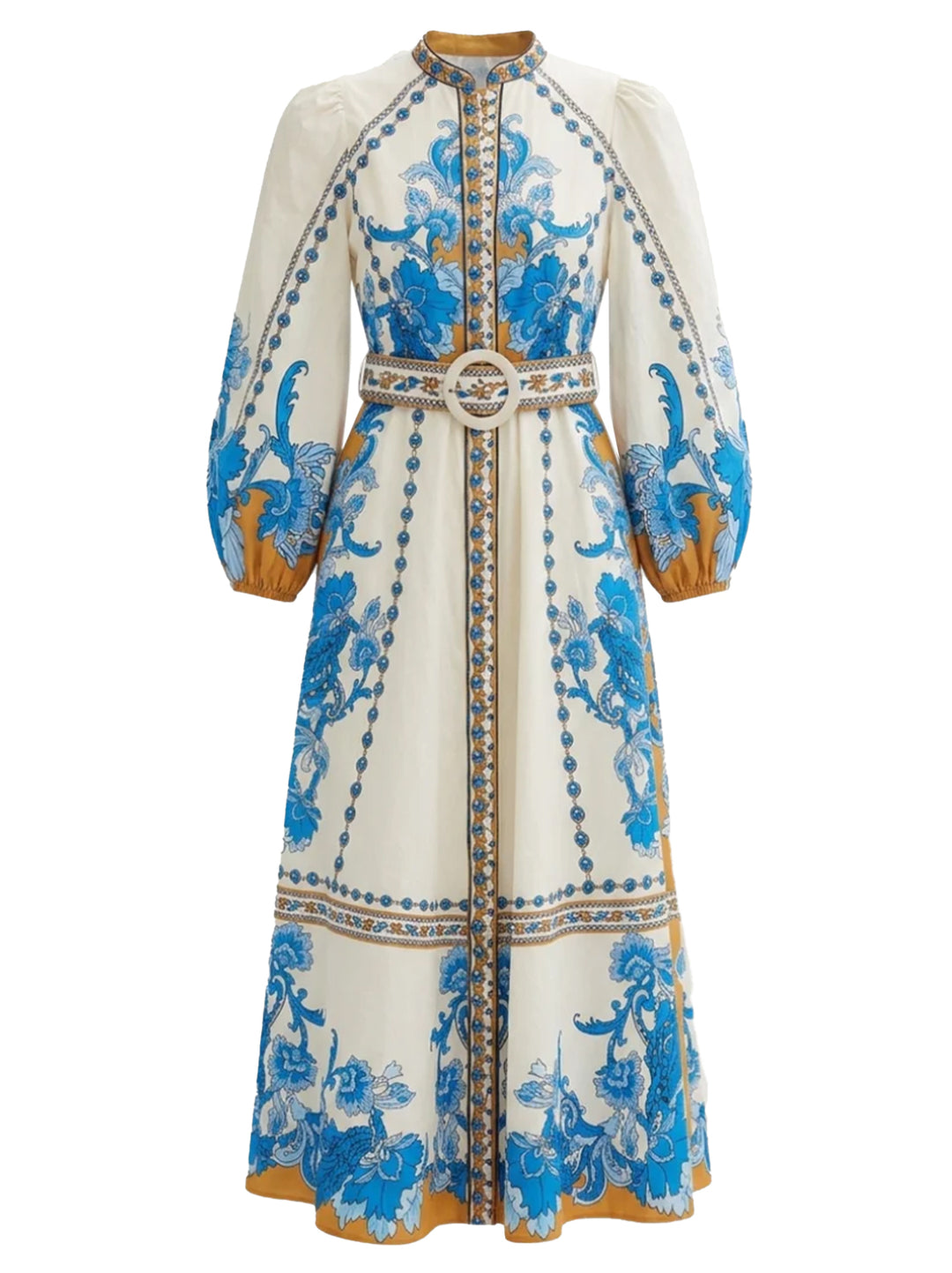 Scarlett Poppies Baroqueen Floral Dress – Blauw-100% katoen zijde-DAMES JURKEN-Blauw