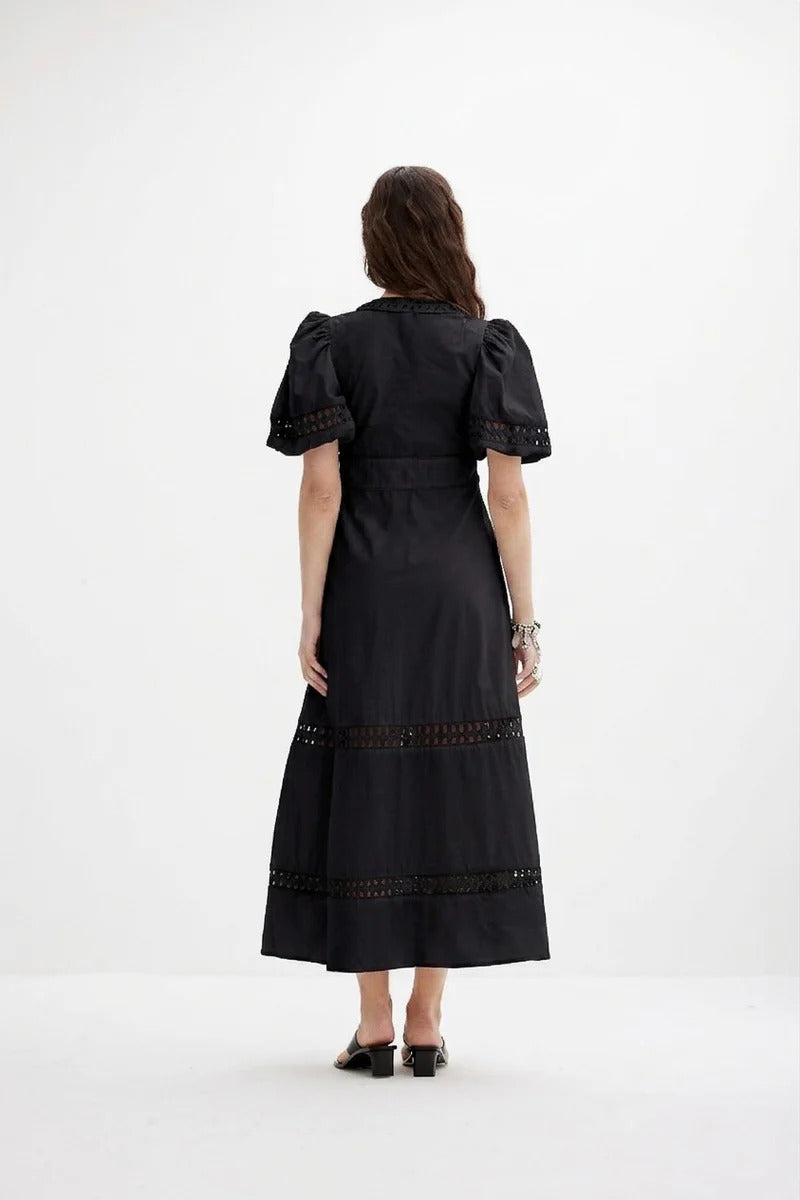 Scarlett Poppies Odessa Dress – Zwart-100% katoen poplin-DAMES JURKEN-Zwart