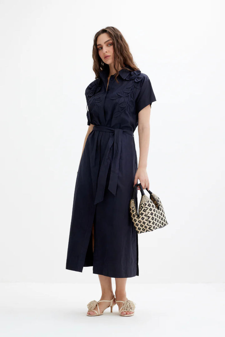 Scarlett Poppies Saelina Dress – Blauw-100% katoen poplin-DAMES JURKEN-Blauw