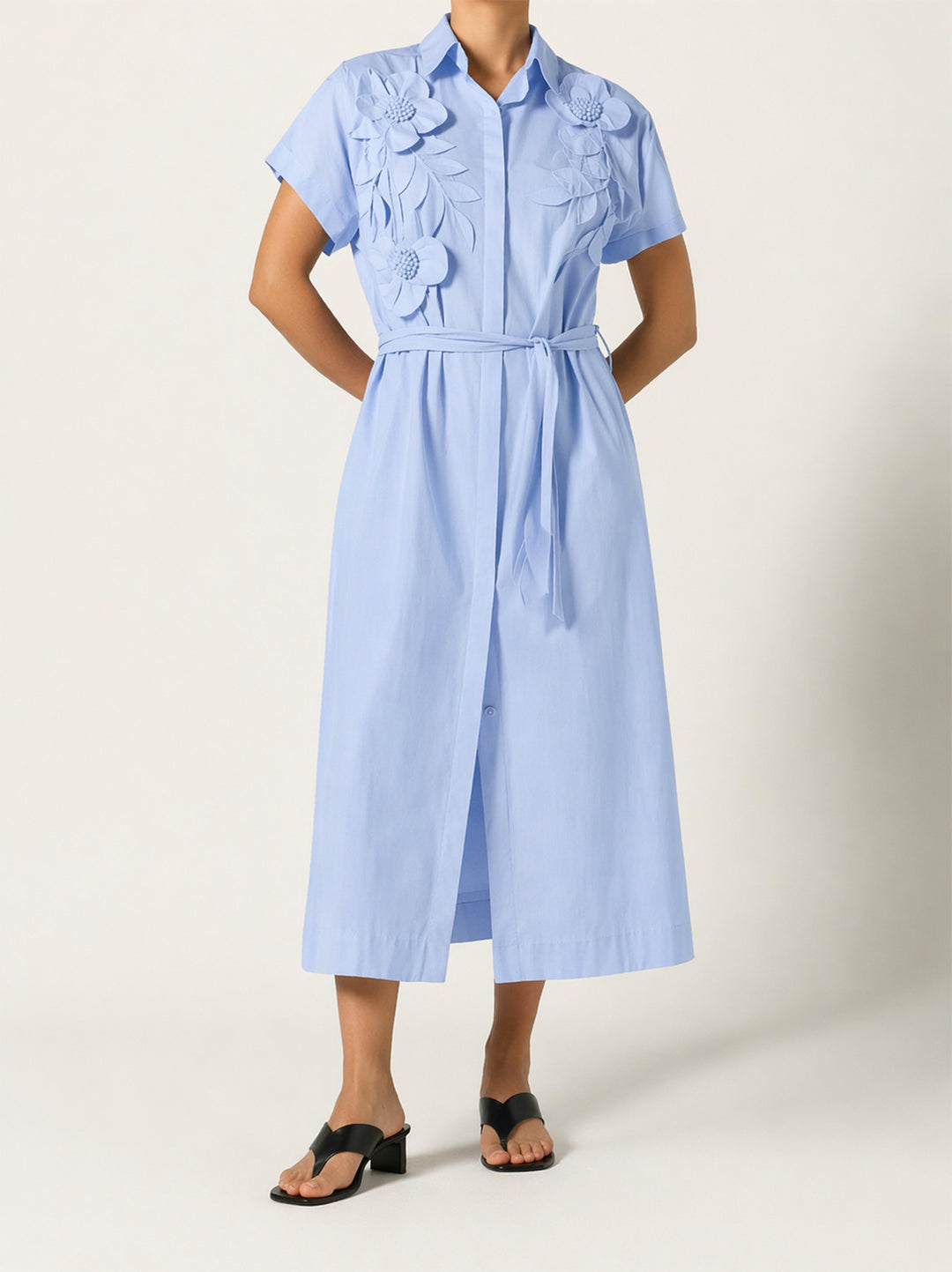 Scarlett Poppies Saelina Jurk – Blauw-100% katoen poplin-DAMES JURKEN-Blauw