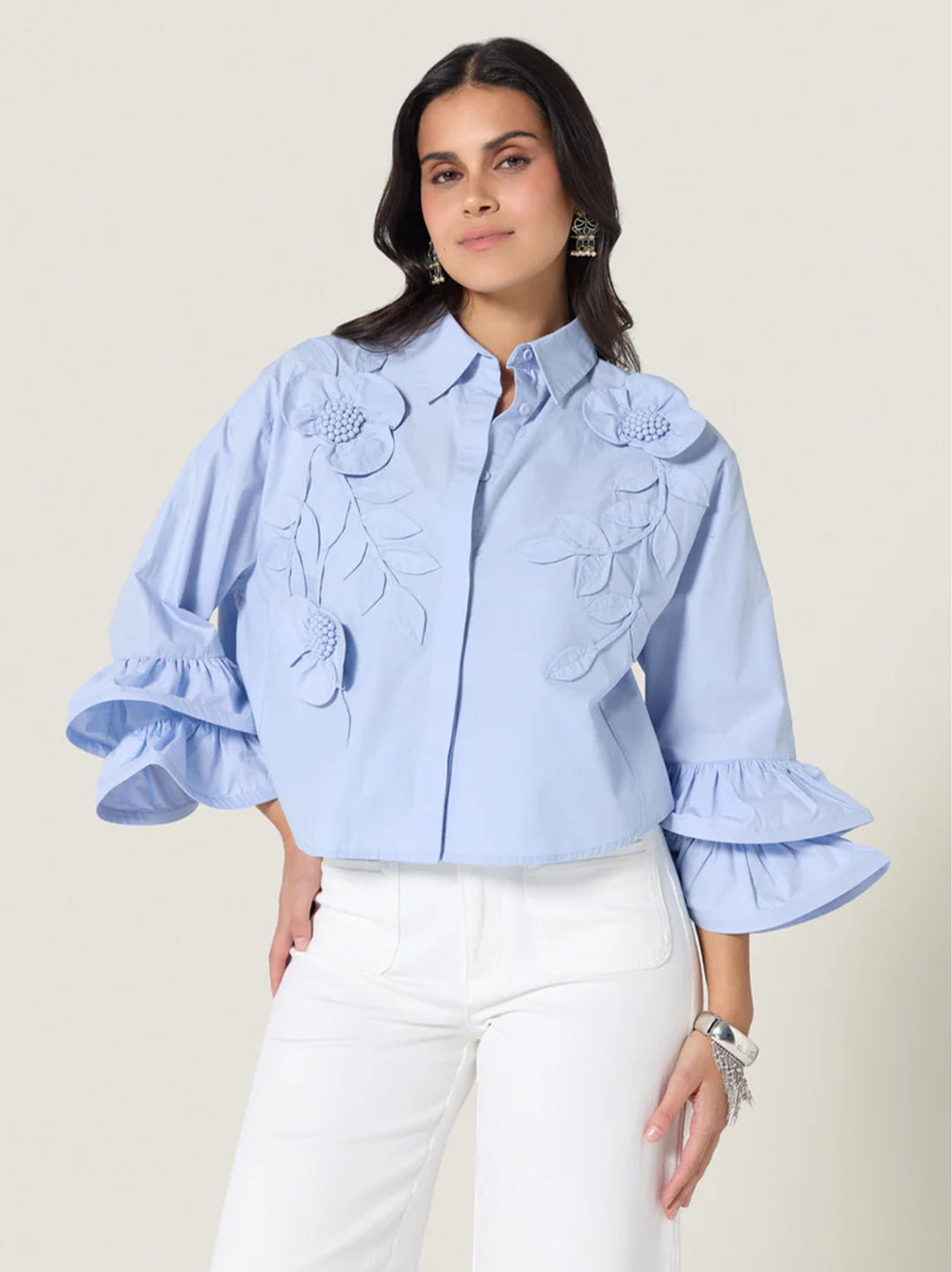 Scarlett Poppies Siena Top – Blauw-100% katoen-DAMES TOPS & BLOUSES-Blauw