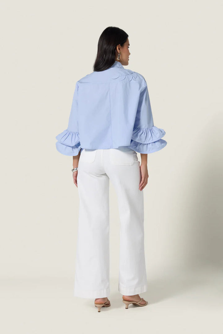 Scarlett Poppies Siena Top – Blauw-100% katoen-DAMES TOPS & BLOUSES-Blauw