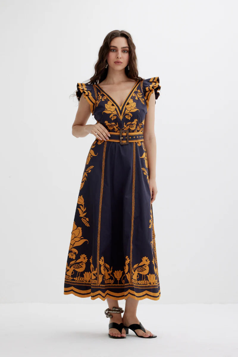 Scarlett Poppies Valmira Dress – Blauw-100% katoen zijde-DAMES JURKEN-Blauw