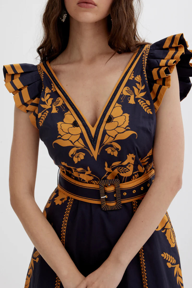 Scarlett Poppies Valmira Dress – Blauw-100% katoen zijde-DAMES JURKEN-Blauw