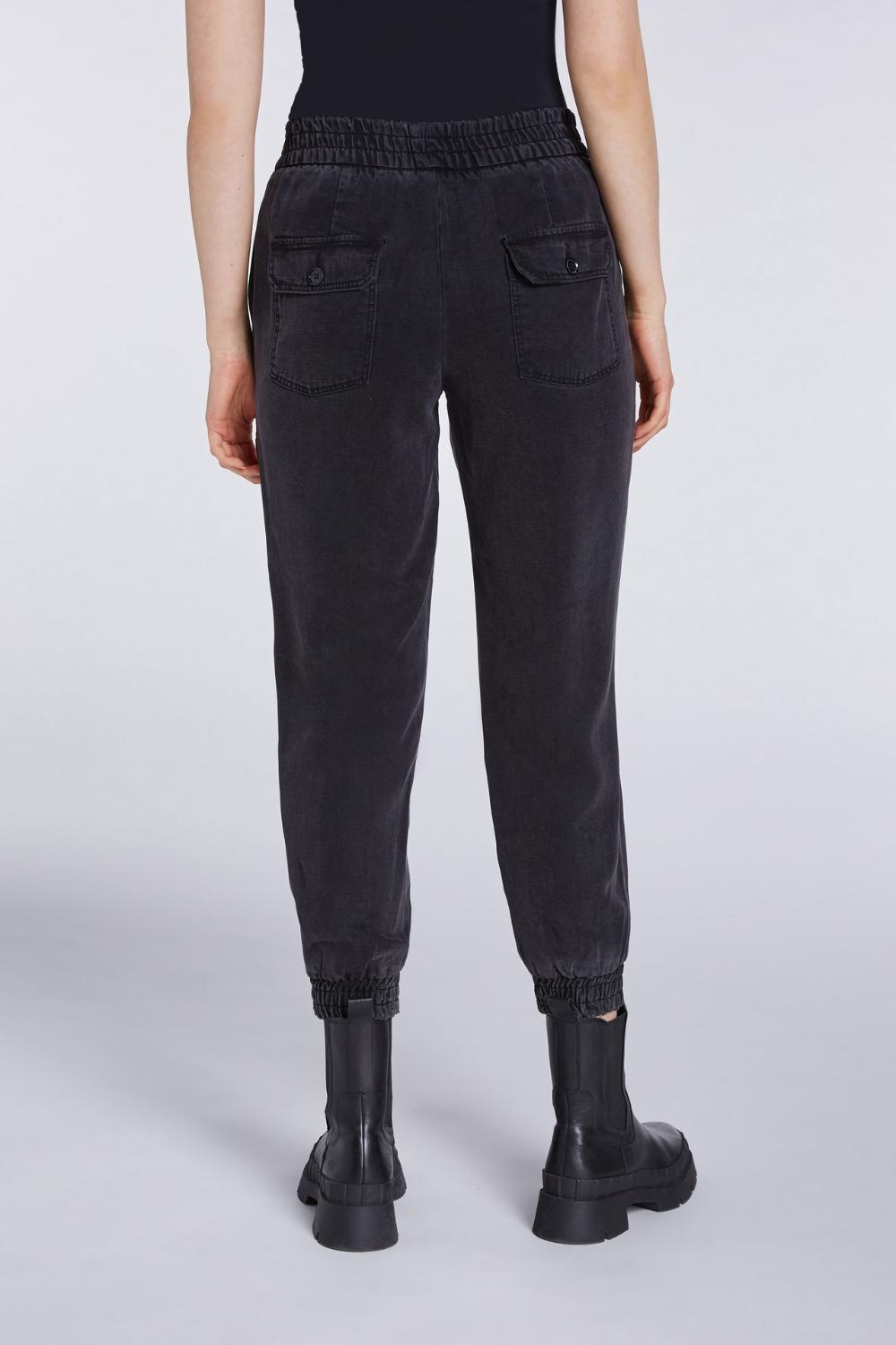 SET pantalon-100% lyocell-DAMES BROEKEN-Zwart