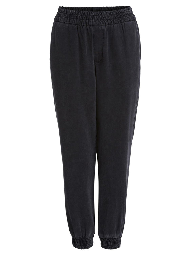 SET pantalon-100% lyocell-DAMES BROEKEN-Zwart