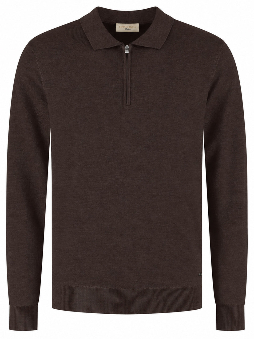 Seven Dials ATHENE Trui met Rits – Bruin-100% merino wol-HEREN TRUIEN & VESTEN-Bruin