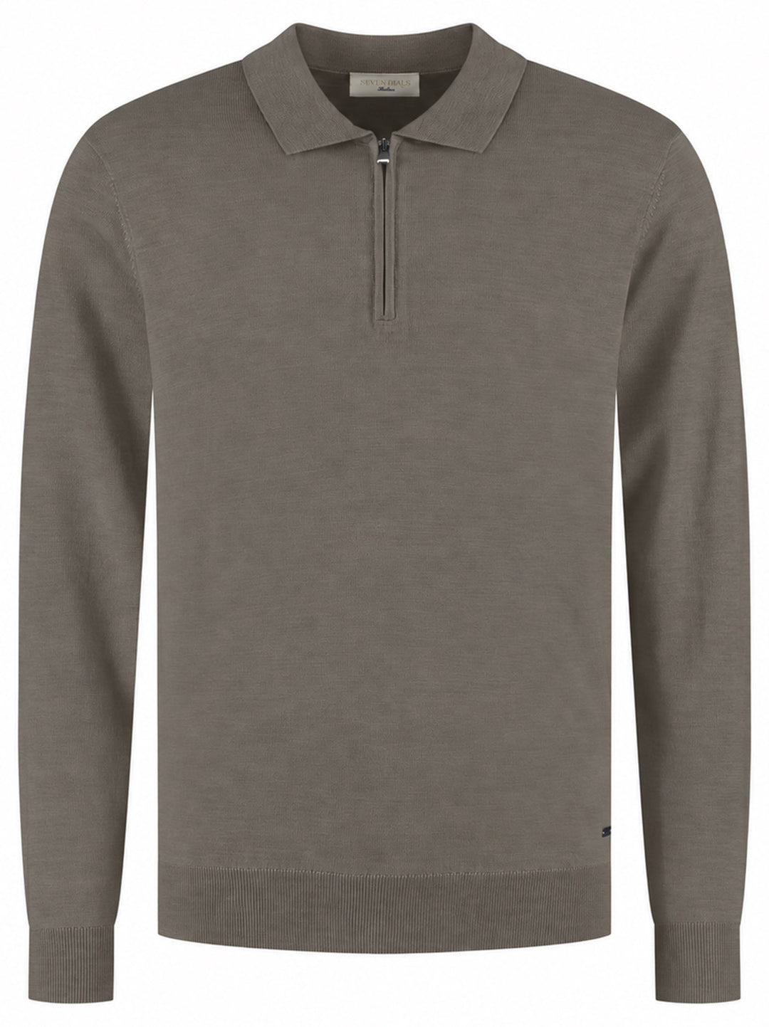 Seven Dials ATHENE Trui met Rits – Bruin-100% merino wol-HEREN TRUIEN & VESTEN-Bruin