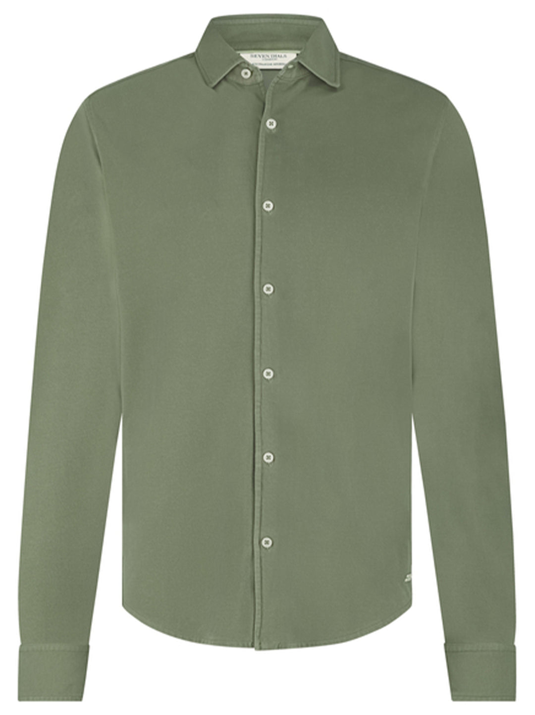Seven Dials Caspian Buttoned Polo – Groen-100% katoen-HEREN POLO'S & T-SHIRTS-Groen