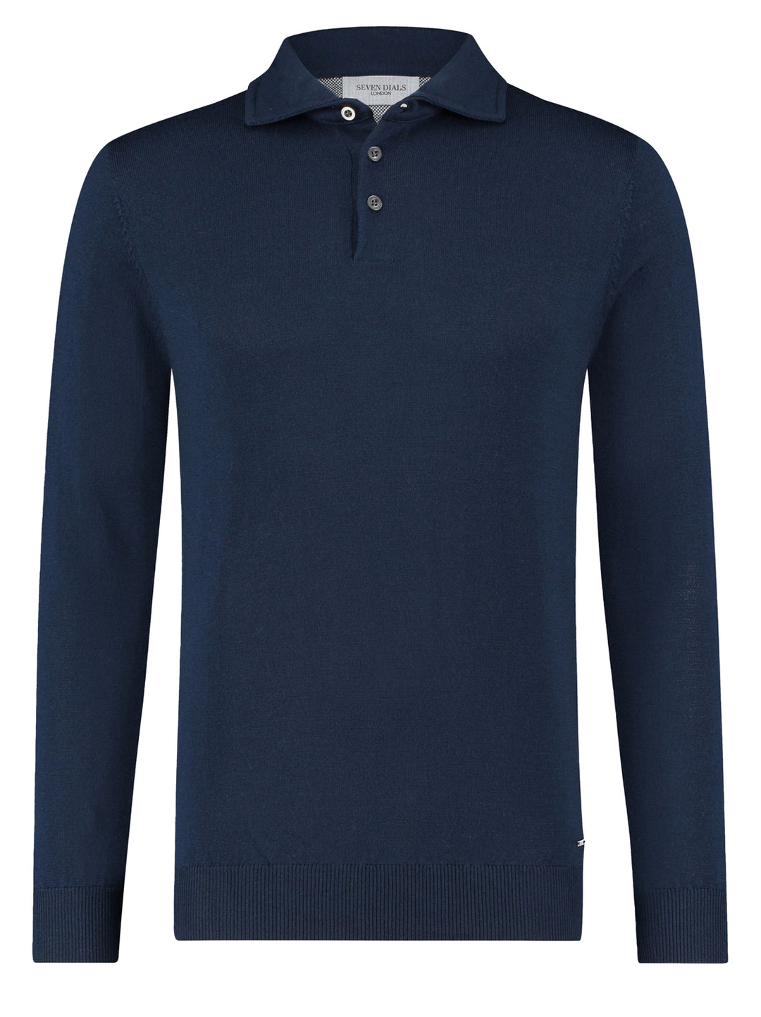 Seven Dials Cooper Polo Lange Mouw – Blauw-100% merino wol-HEREN POLO'S & T-SHIRTS-Blauw