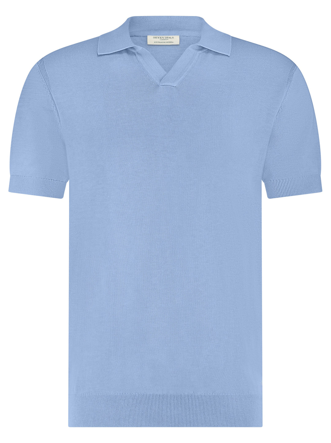 Seven Dials Dyche gebreide polo – Blauw-85% katoen, 10% zijde, 5% linnen-HEREN POLO'S & T-SHIRTS-Blauw