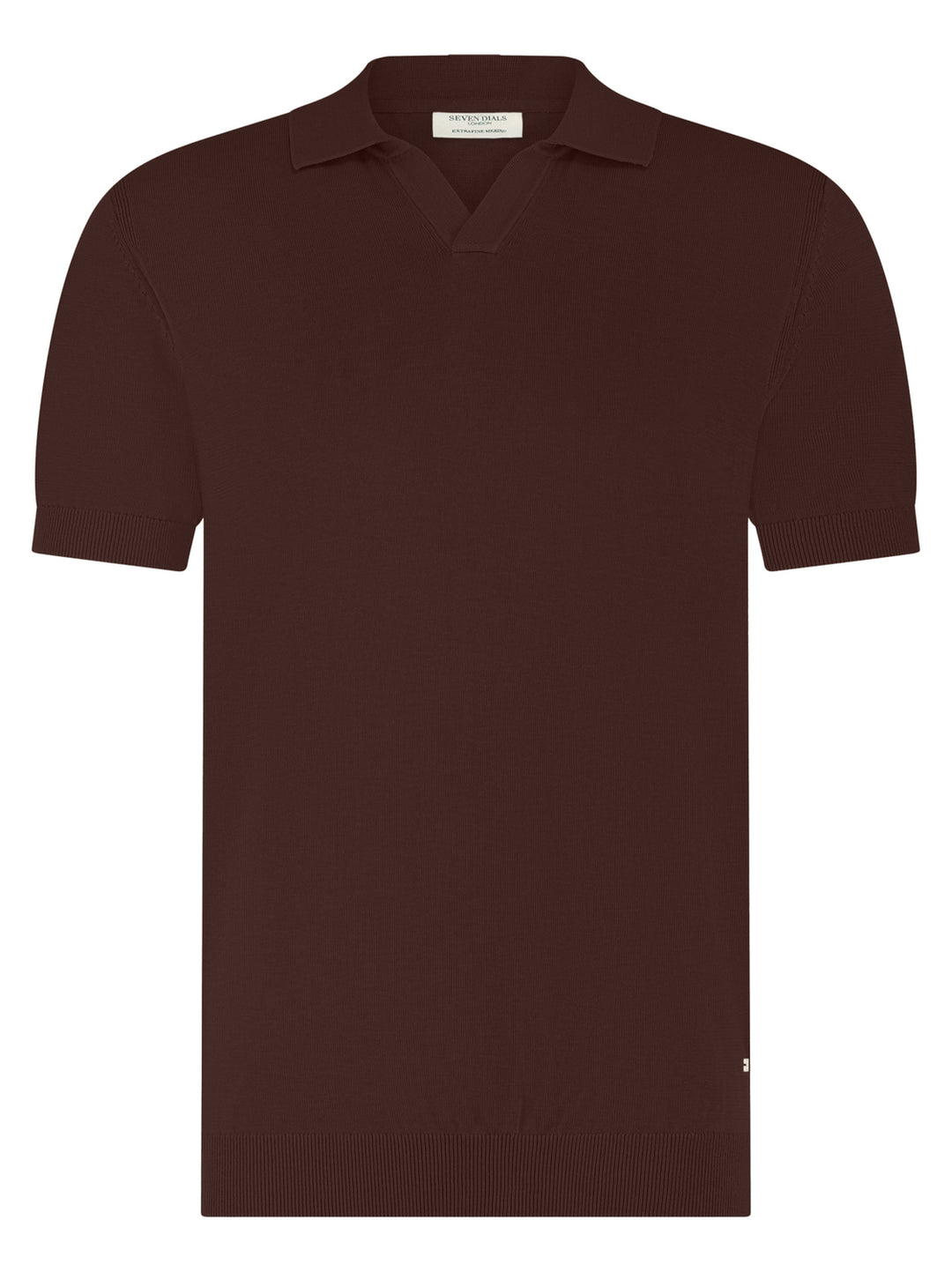 Seven Dials Dyche gebreide polo – Bruin-85% katoen, 10% zijde, 5% linnen-HEREN POLO'S & T-SHIRTS-Bruin
