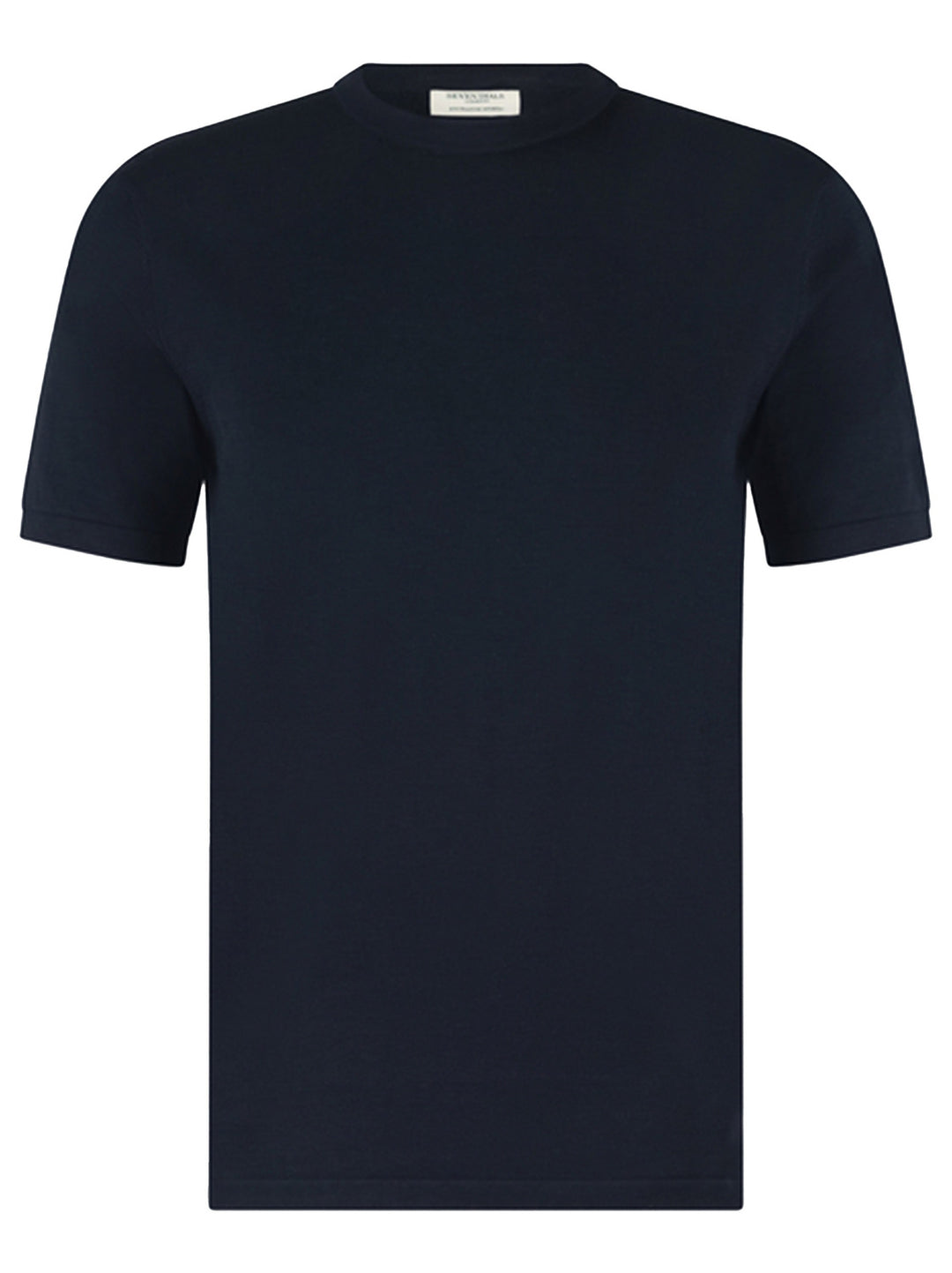 Seven Dials Faun gebreid T-shirt – Blauw-85% katoen, 10% zijde, 5% linnen-HEREN POLO'S & T-SHIRTS-Blauw
