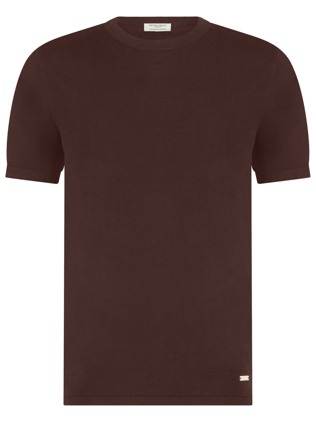 Seven Dials Faun gebreid T-shirt – Bruin -85% katoen, 10% zijde, 5% linnen-HEREN POLO'S & T-SHIRTS-Bruin