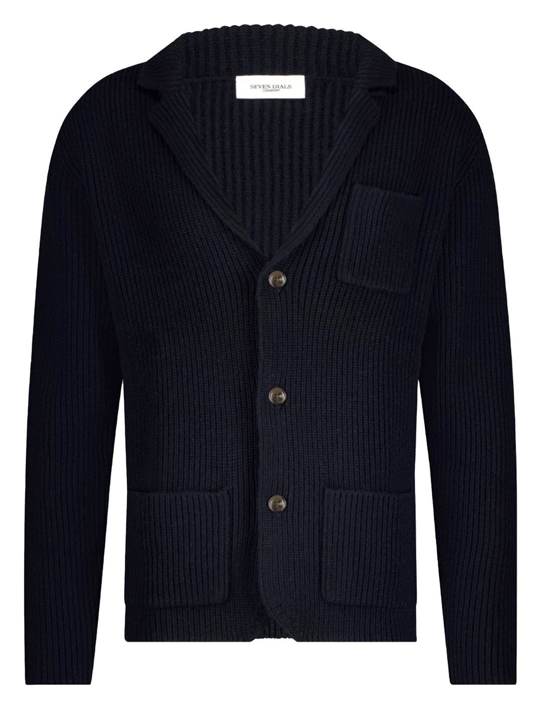 Seven Dials Hutch Gebreid Vest – Blauw-45% nylon, 32% wol, 23% acryl-HEREN TRUIEN & VESTEN-Blauw