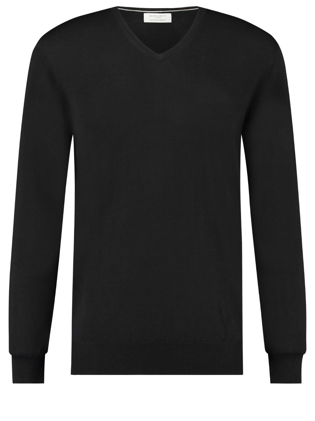 Seven Dials JAYDON trui v-hals-100% wol-HEREN TRUIEN & VESTEN-Zwart