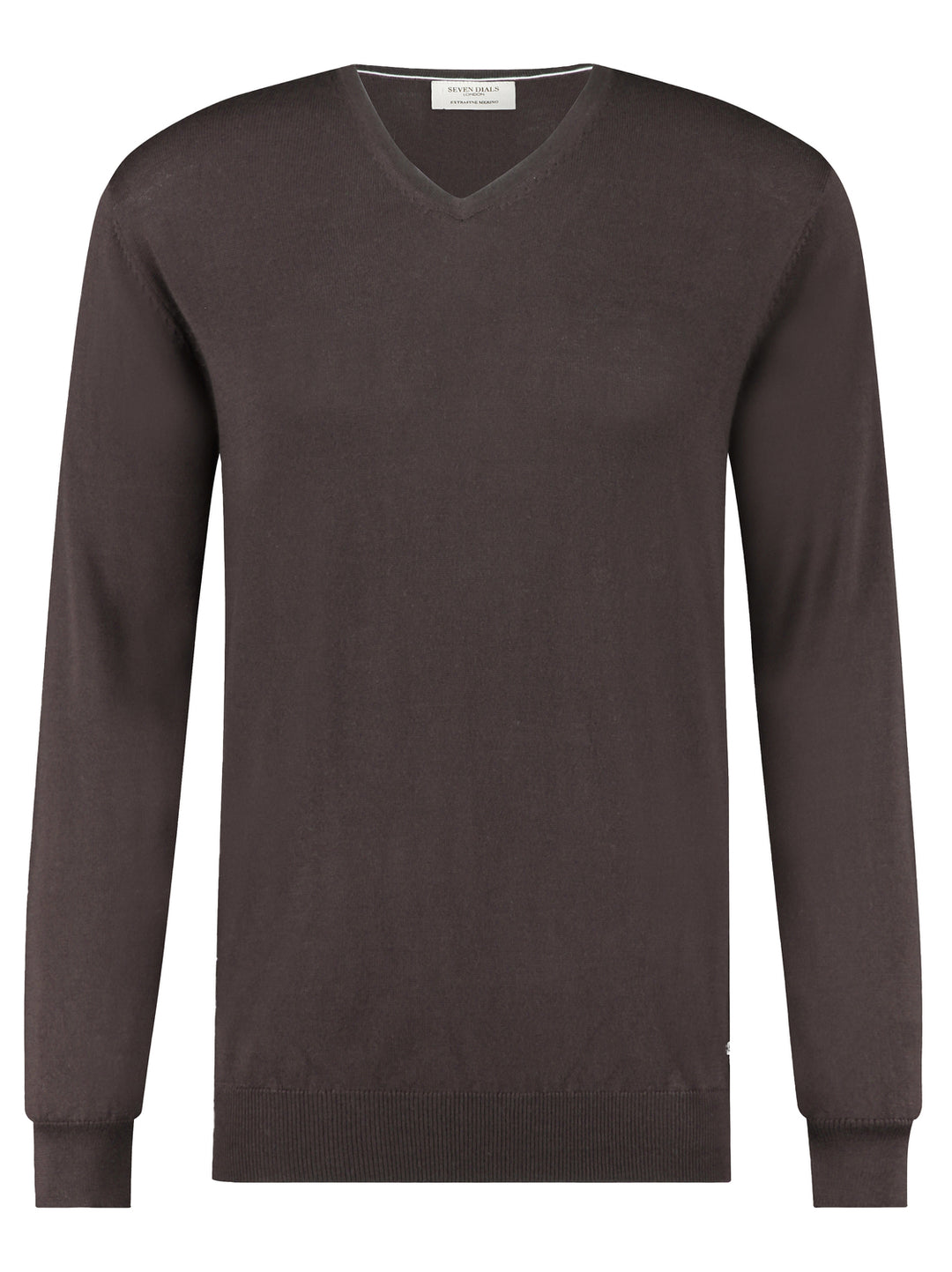 Seven Dials Jaydon V-neck pullover-100% wol-HEREN TRUIEN & VESTEN-Bruin