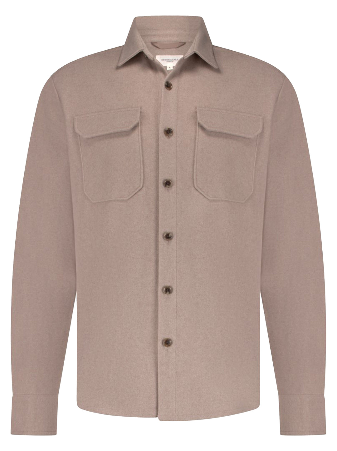 Seven Dials Kent Overshirt – Beige-90% polyester, 10% viscose-HEREN SHIRTS-Beige