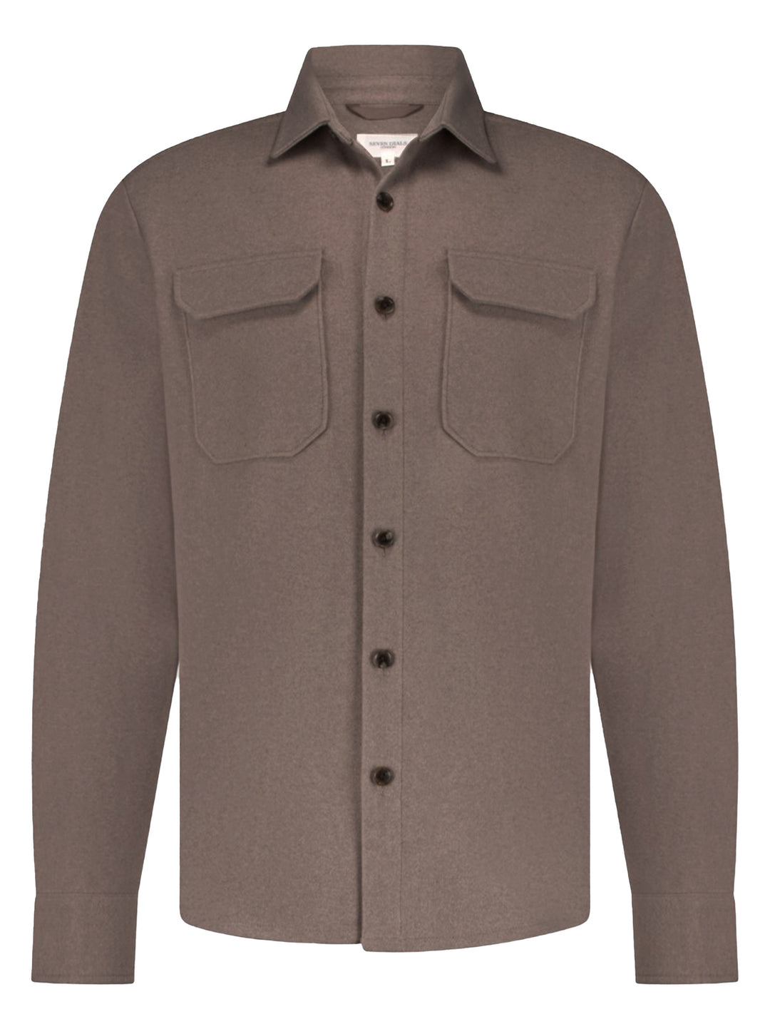 Seven Dials Kent Overshirt – Bruin-90% polyester, 10% viscose-HEREN SHIRTS-Bruin