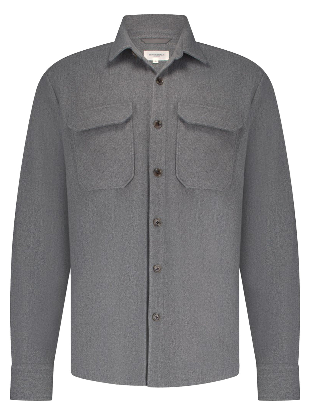 Seven Dials Kent Overshirt – Grijs-90% polyester, 10% viscose-HEREN SHIRTS-Grijs