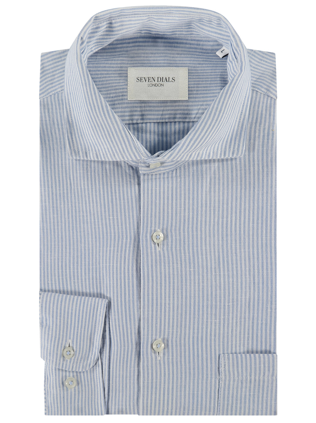 Seven Dials linnen shirt-55% linnen, 45% katoen<br />-HEREN SHIRTS-Blauw