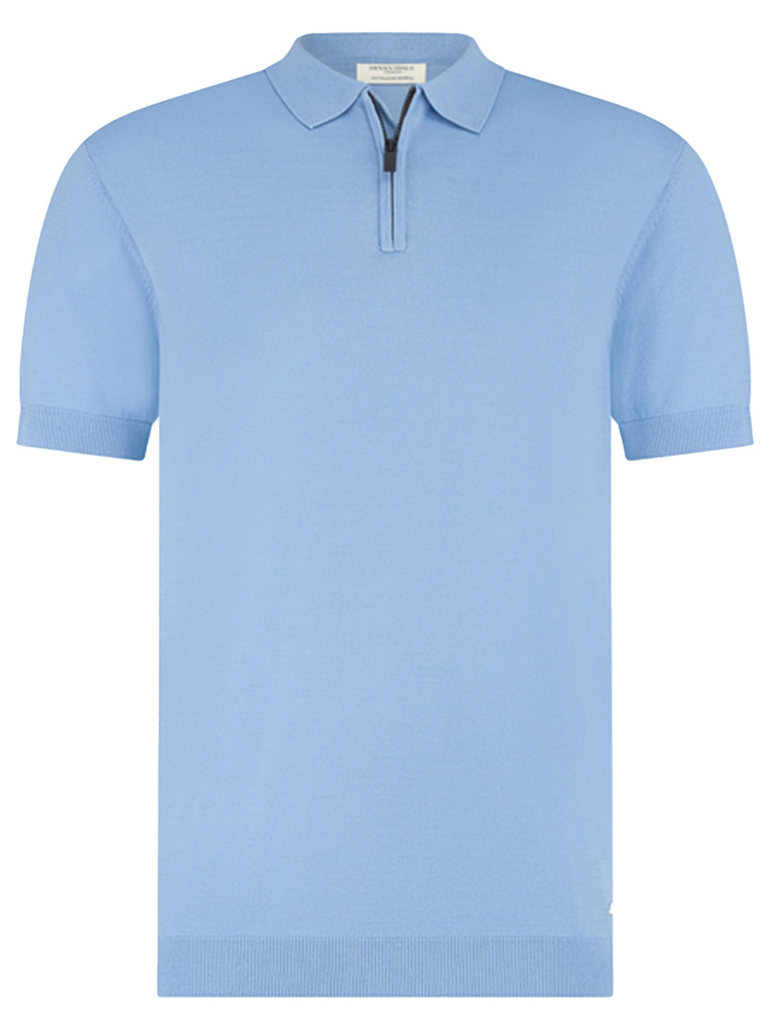Seven Dials Osric gebreide polo – Blauw-65% viscose, 35% nylon-HEREN POLO'S & T-SHIRTS-Blauw