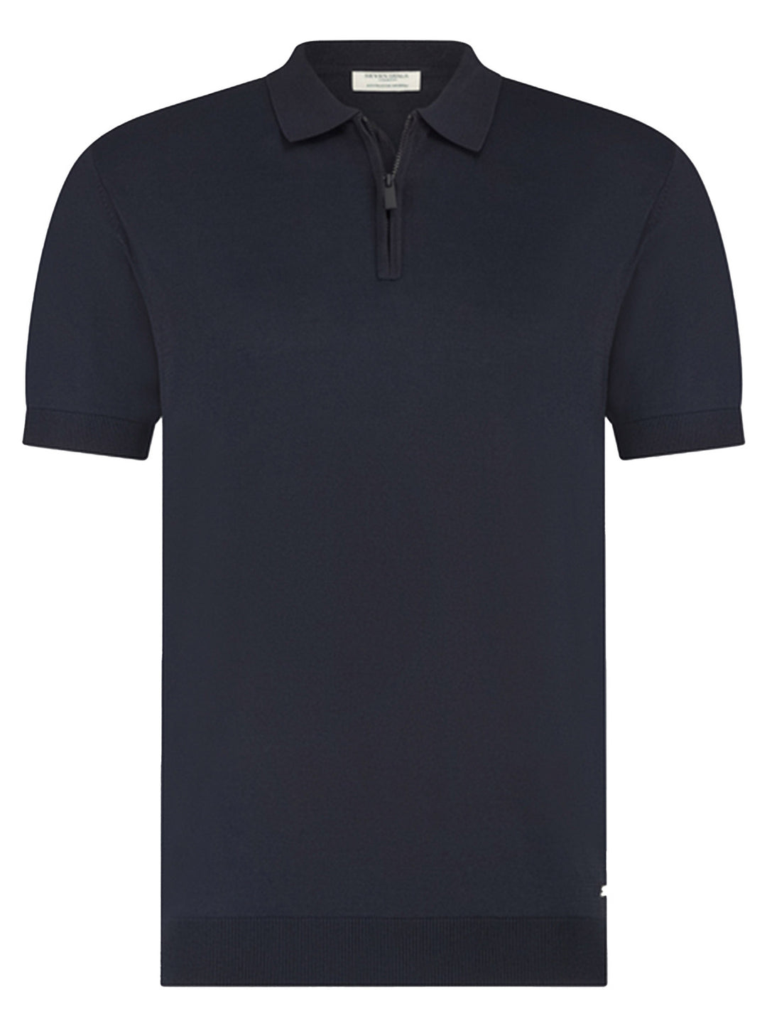 Seven Dials Osric gebreide polo – Blauw-65% viscose, 35% nylon-HEREN POLO'S & T-SHIRTS-Blauw