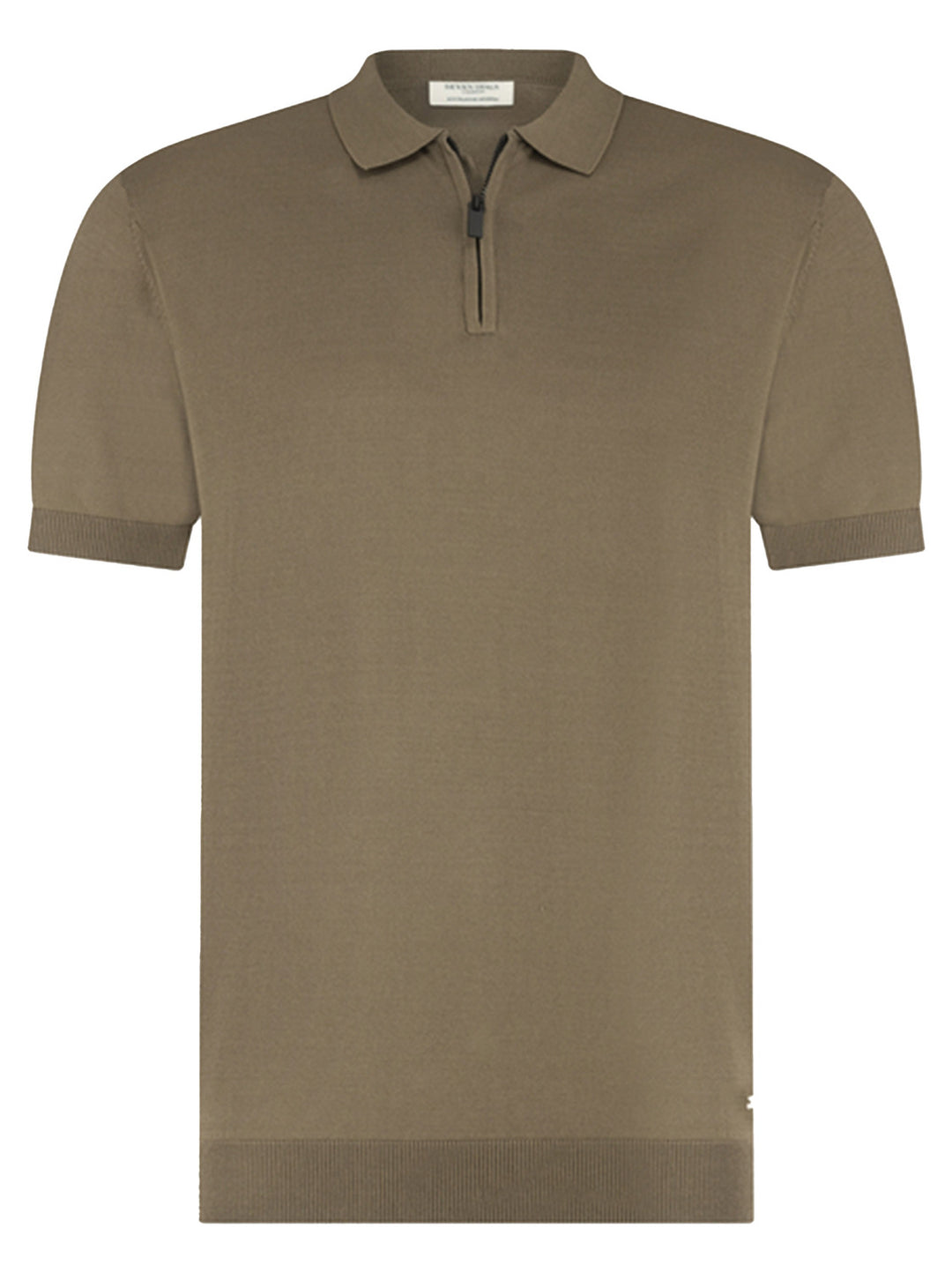 Seven Dials Osric gebreide polo – Bruin-65% viscose, 35% nylon-HEREN POLO'S & T-SHIRTS-Bruin