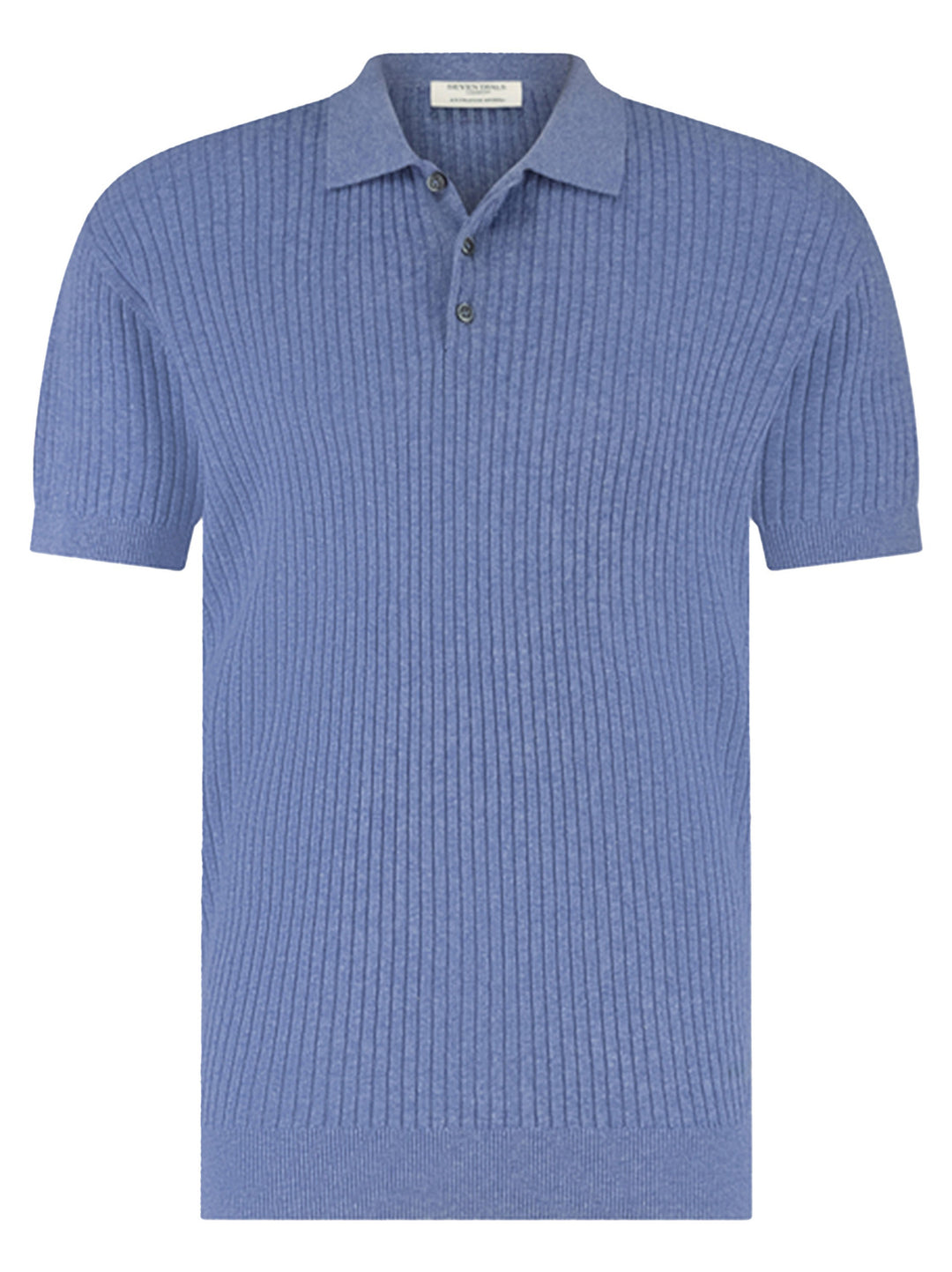 Seven Dials Rio linnen polo – Blauw-55% linnen, 45% katoen-HEREN POLO'S & T-SHIRTS-Blauw