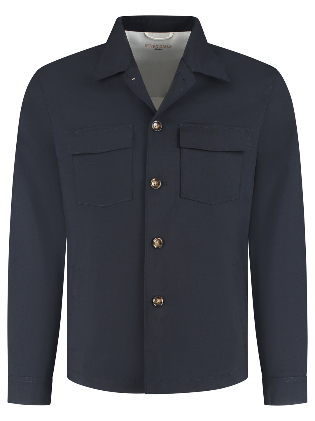Seven Dials Ronan overshirt – Blauw-66% polyester, 28% viscose, 6% elastaan-HEREN SHIRTS-Blauw