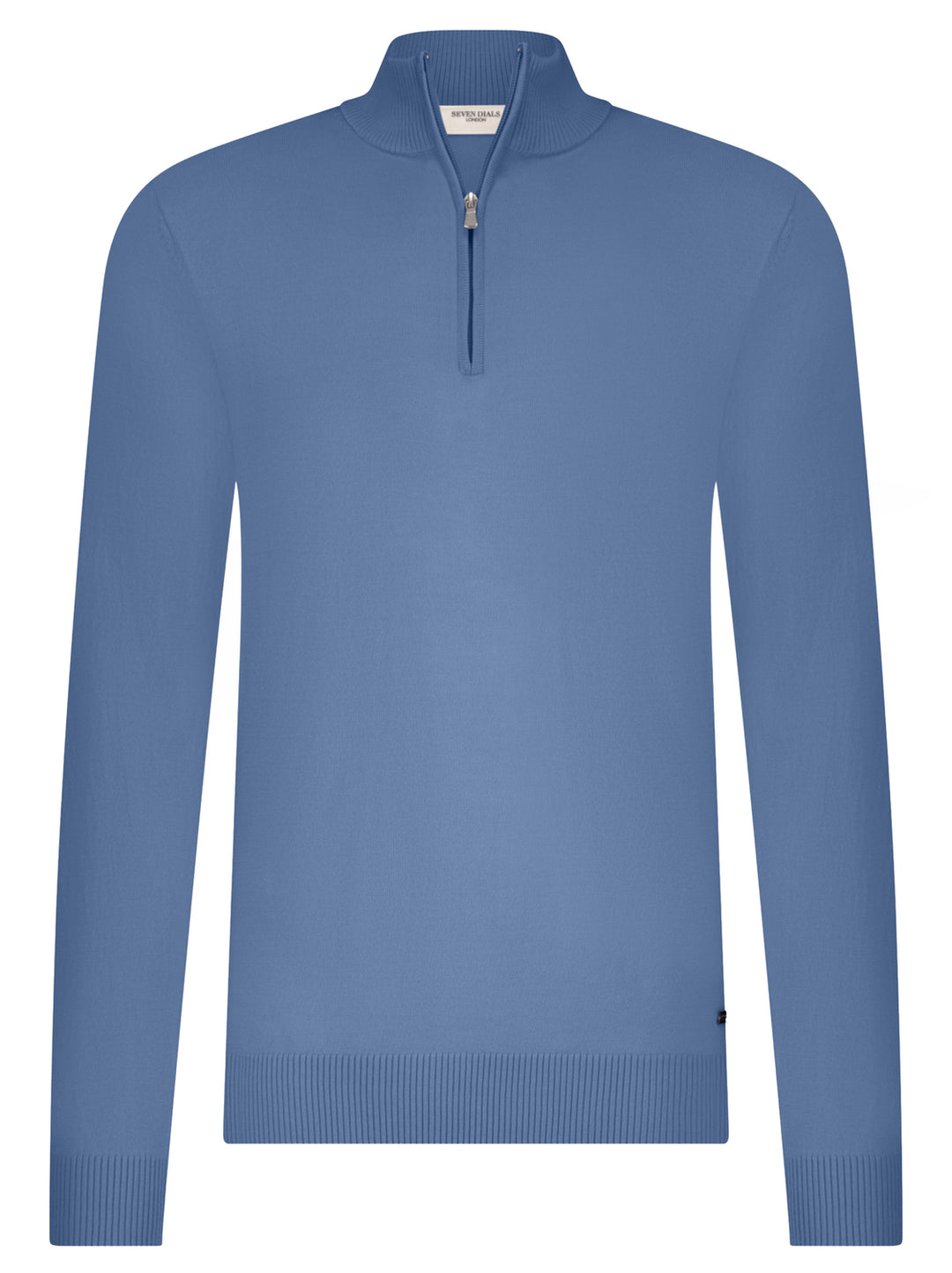 Seven Dials Saul Half Zip – Blauw-100% merino wol-HEREN TRUIEN & VESTEN-Blauw
