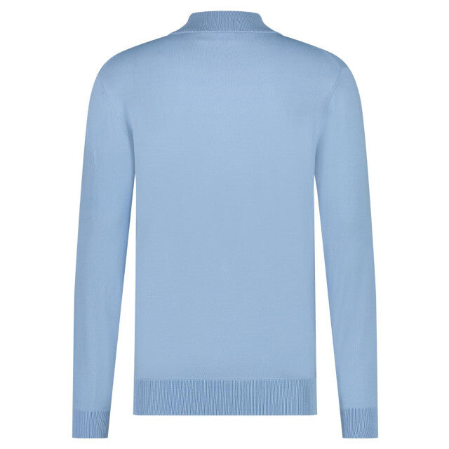 Seven Dials Saul trui met ritskraag-100% wol-HEREN TRUIEN & VESTEN-Blauw