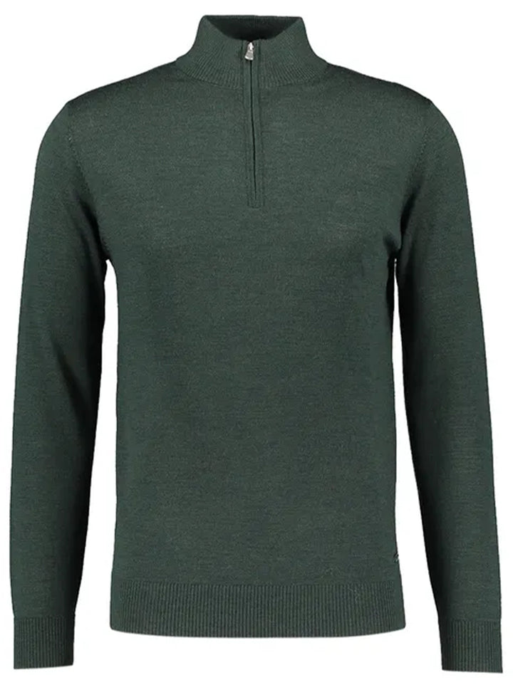 Seven Dials Saul trui met ritskraag-100% wol-HEREN TRUIEN & VESTEN-Groen