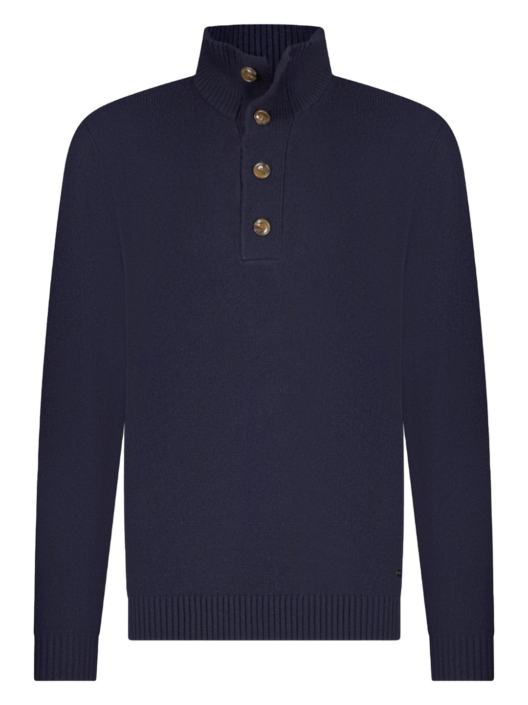 Seven Dials Seeley Trui Polo Kraag – Blauw-47% wol, 38% viscose, 10% nylon, 5% cashmere-HEREN TRUIEN & VESTEN-Blauw