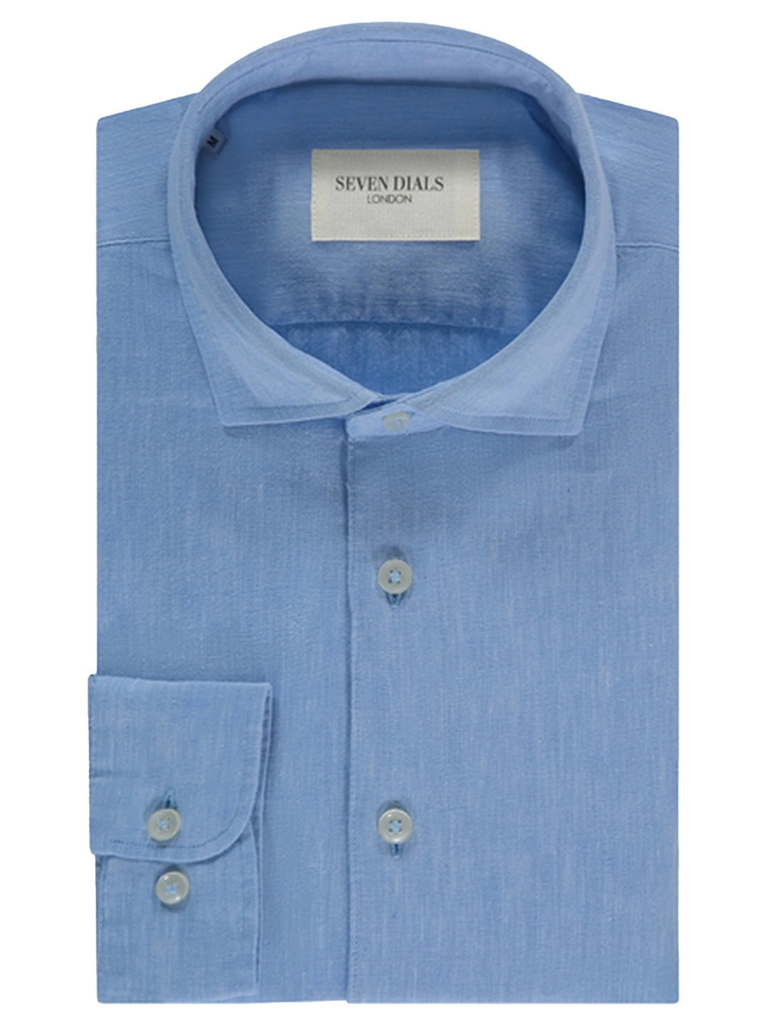 Seven Dials Shirt – Blauw-65% linnen, 35% nylon-HEREN SHIRTS-Blauw
