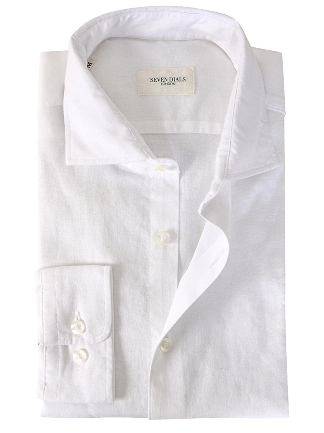 Seven Dials shirt JERRED-55% linnen, 45% katoen-HEREN SHIRTS-Wit