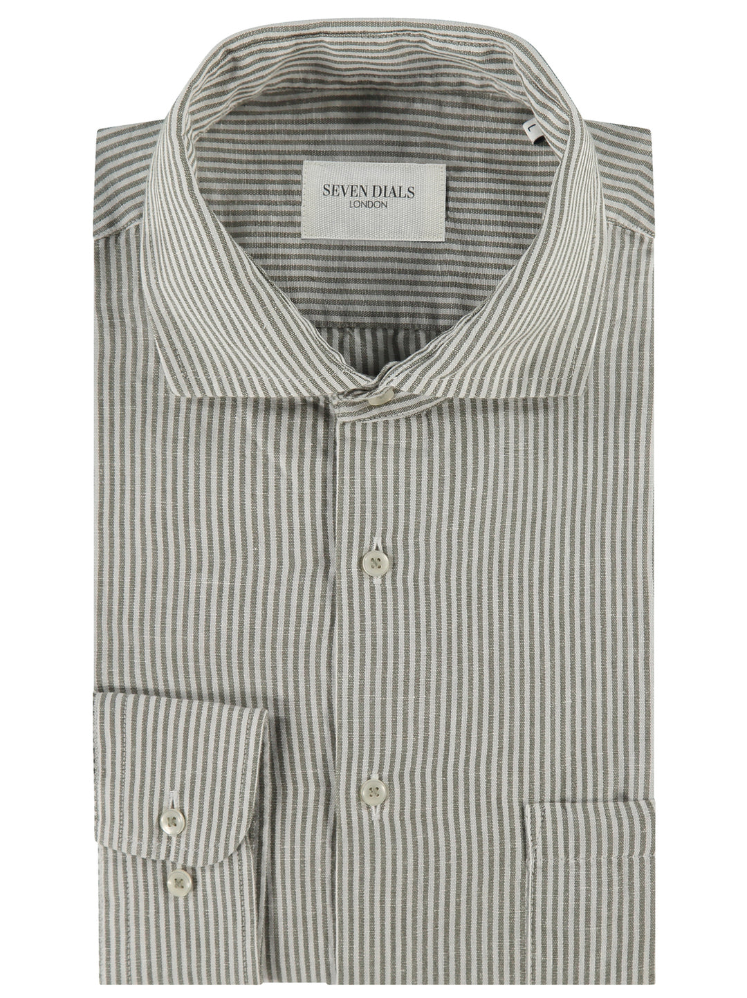 Seven Dials shirt linnen-55% linnen, 45% katoen-HEREN SHIRTS-Groen