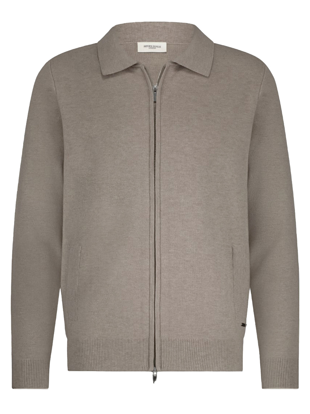 Seven Dials Wakeley Vest Rits – Beige-30% wol, 25% nylon, 45% acryl-HEREN TRUIEN & VESTEN-Beige