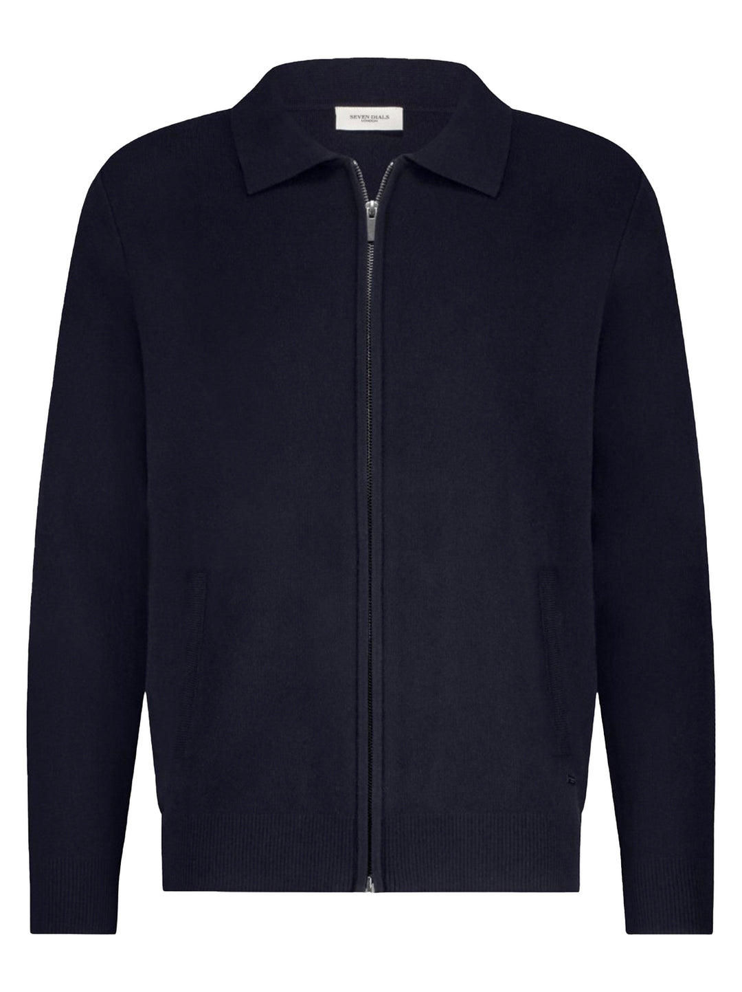 Seven Dials Wakeley Vest Rits – Blauw-30% wol, 25% nylon, 45% acryl-HEREN TRUIEN & VESTEN-Blauw