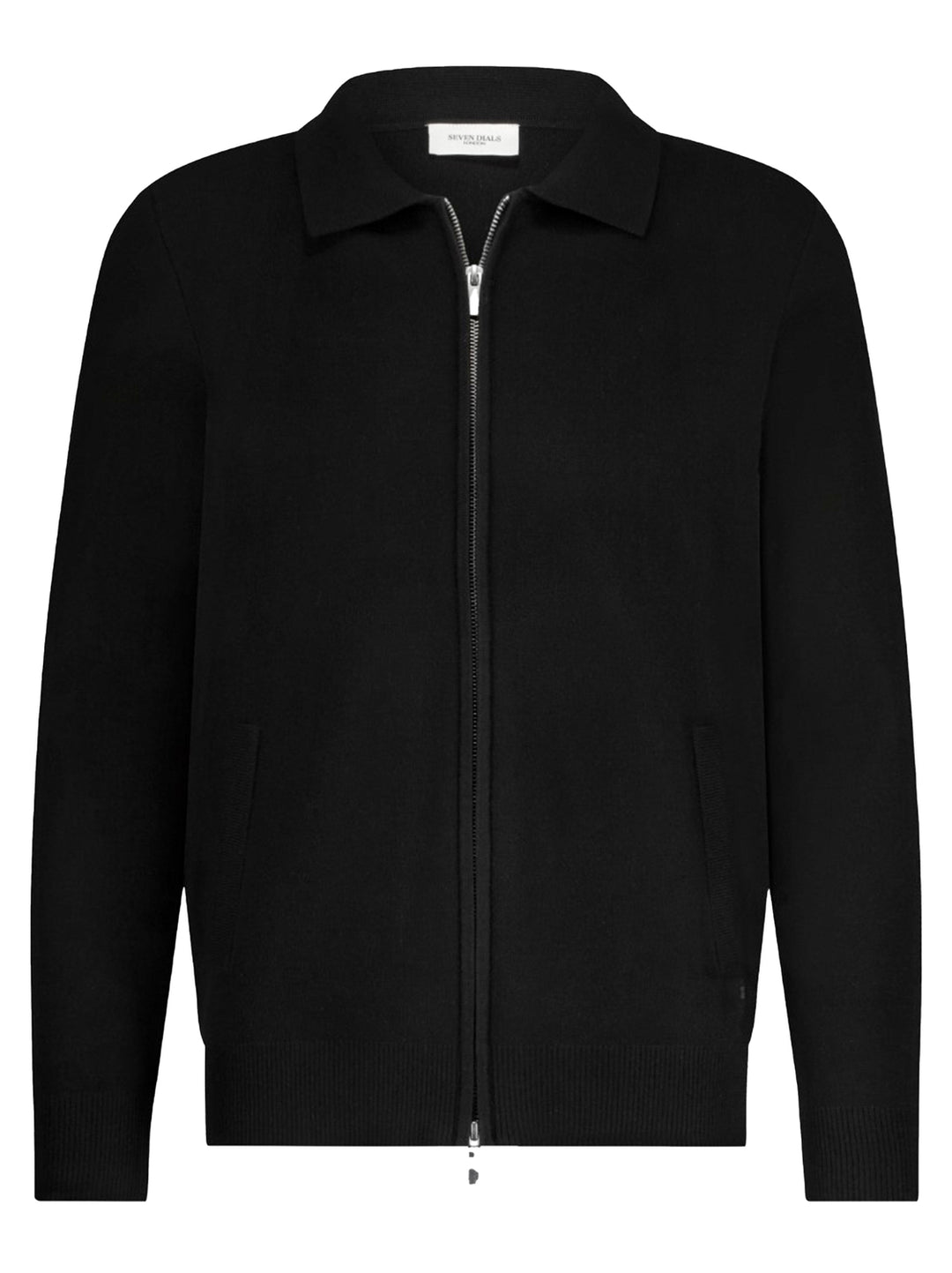 Seven Dials Wakeley Vest Rits – Zwart-30% wol, 25% nylon, 45% acryl-HEREN TRUIEN & VESTEN-Zwart