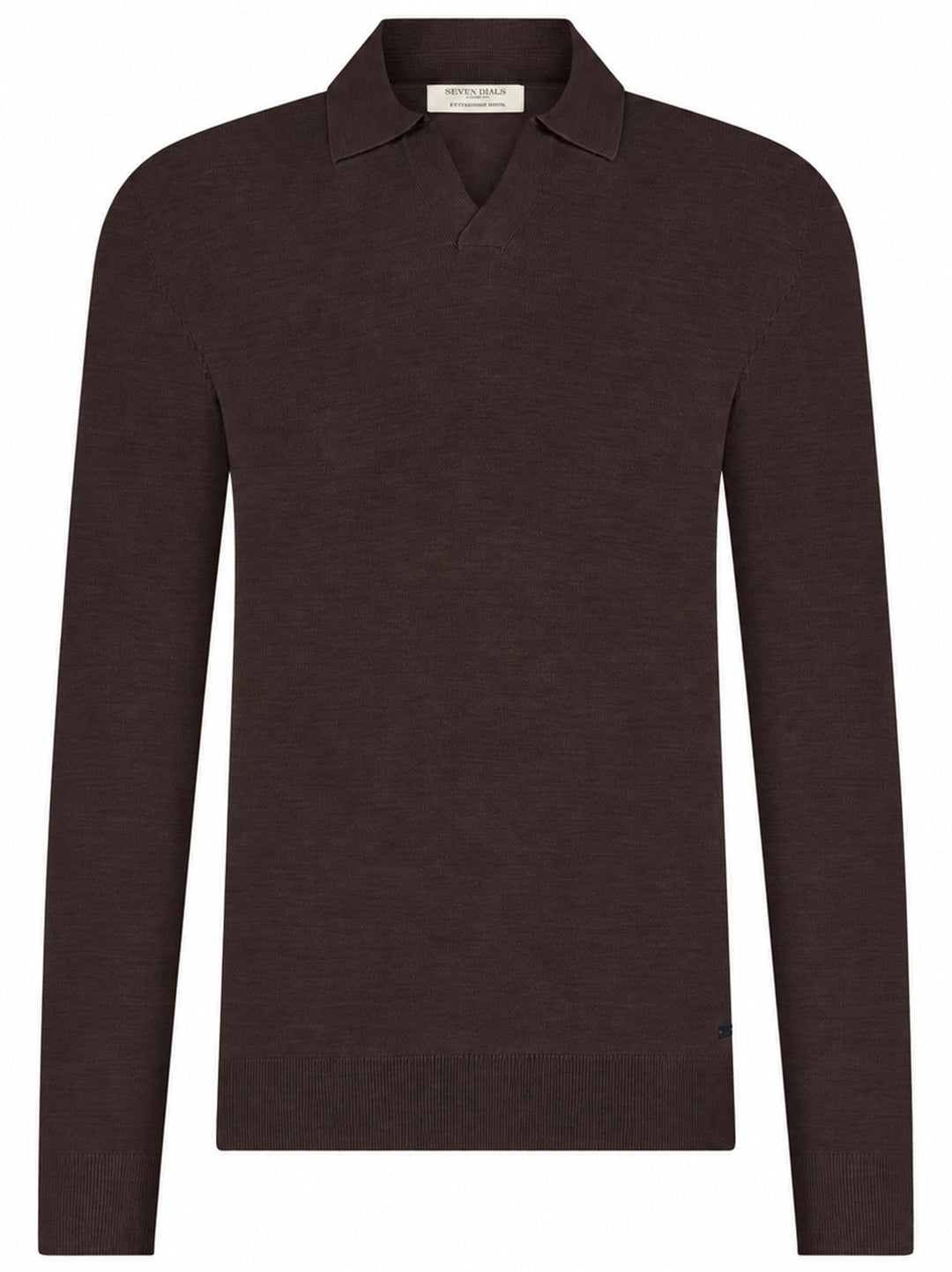 Seven Dials WYOT Polo Lange Mouw – Bruin-100% merino wol-HEREN POLO'S & T-SHIRTS-Bruin