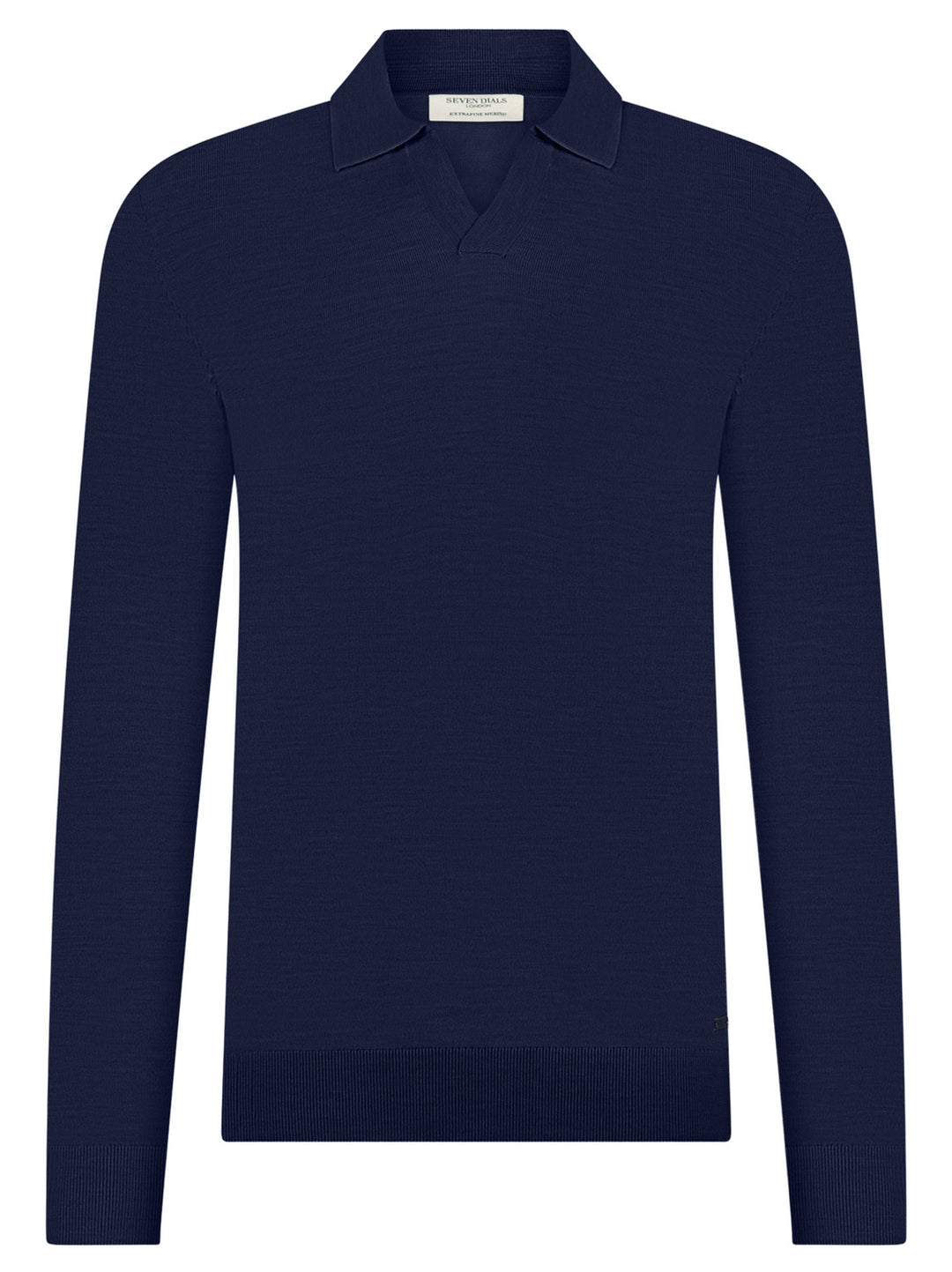Seven Dials WYOT Polo met Lange Mouwen – Blauw-100% merino wol-HEREN POLO'S & T-SHIRTS-Blauw